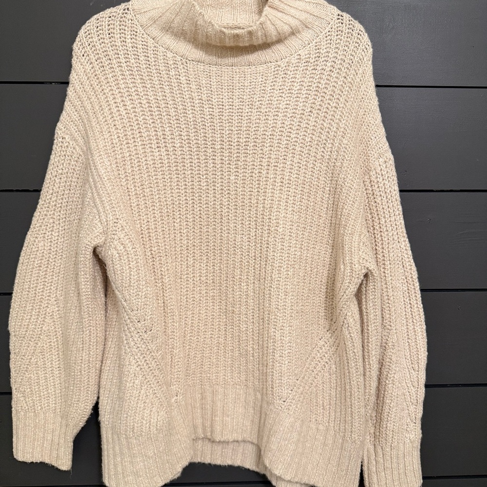 Anthropologie Cream Knit Turtleneck Sweater